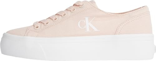 Calvin Klein Damen Low Top Vulkanisierte Flatform Sneaker, Pink Silver Peony Bright White, 35.5 EU