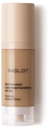 Inglot Illuminierende Foundation mit Hautpflege-Vorteilen | Sonnenschutz | Vegane Formel | Skin Focused Care Gesichtsfoundation SPF 50 | 30 ml 313 Warm Olive