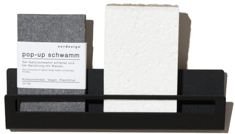 Metall Schwammhalter für Spülbecken von nordesign - Spülorganizer mit Abtropffunktion - Selbstklebender Spülbeckenhalter für Schwämme & Bürsten