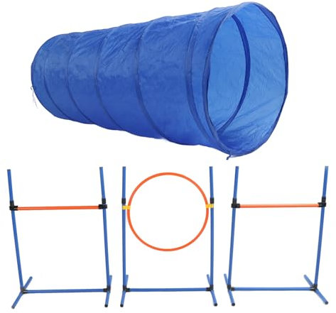 XHTLLO Hunde-Agility-Trainingsausrüstung, Falttunnel, Sprungring, Stangen und Hindernisparcours, Agility-Trainingsausrüstung für den Hof-Außeneinsatz