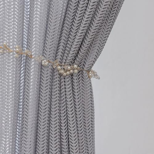 Beydodo Gardinen mit Haken für Schiene, Vorhänge Lichtdurchlässig 2er Set 86x115CM Nordisch mit Wellen Muster Gardinenschals Halbtransparent Schiebevorhänge Küche Wohnzimmer Kinderzimmer, Grau