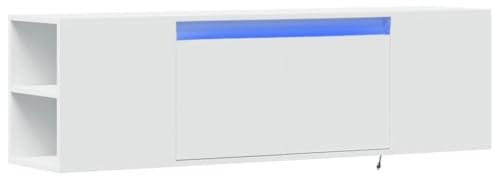 vidaXL Mobile TV a Parete con Luci LED Bianco 135x31x39,5 cm, Mobile TV sospeso a Parete, unità TV sospesa, unità TV montata a Parete