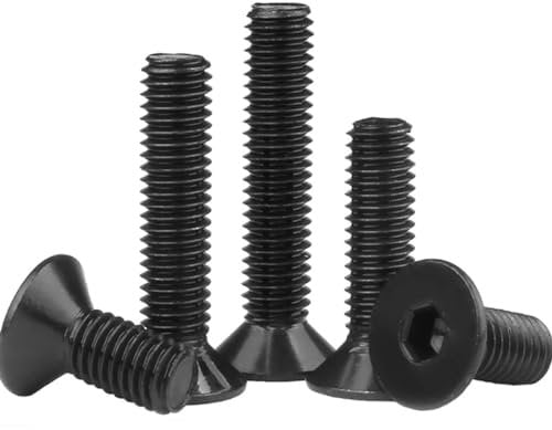 FQJVISTO Viti A Testa Svasata Piatta con Esagono Incassato M10 in Acciaio Nero Grado 10.9, Bullone, 2/5/10 Pezzi(M10x20 10pcs)