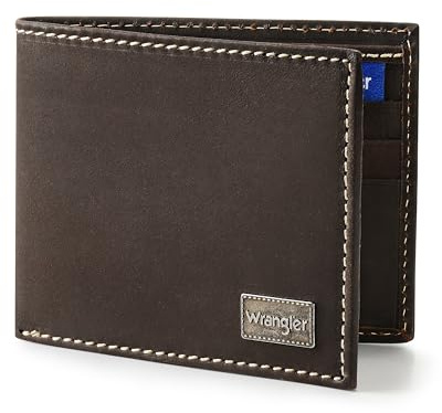 Wrangler Men's Oil Tanned Leather Bifold Wallet, Brown