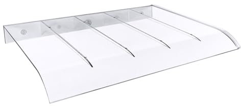 Rovss Auvent Marquise de Porte d'entrée 40/50/80/100/120/150cm Transparent Toit Abri pour Extérieure Jardin Balcon Climatisation Auvent de Porte en Polycarbonate(Blanc,35x50cm)