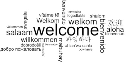 Wandaufkleber „Willkommen in verschiedenen Sprachen“, für Wohnzimmer, „Hallo, Willkommen“, Zitat, Familie, Worte, Vinyl-L-44x89cm-Black