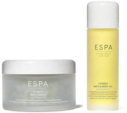 ESPA Fitness Duo | Includes Bath Salts & Bath and Body Oil | Post-Workout Saviour | Magnesium & Ashwagandha