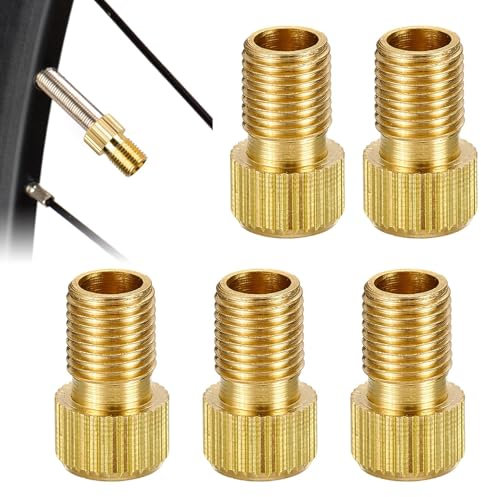 5 Stück Adapter Französisches Ventil mit Dichtring, Fahrradventil Adapter mit Dichtring DV SV auf AV Ventilkappen Fahrrad Messing Tubeless Ventil Adapter Fahrrad Ventil Adapter Set Fahrrad-Zubehör