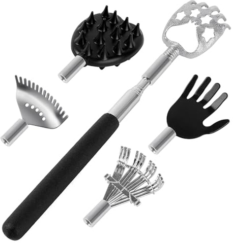 AOOWU Gratte dos, 5PCS Gratte-Dos Télescopique Extensible Portatif, Gratte-Dos Télescopique en Forme de Patte d'Ours pour Gratter et Masser le Dos et la Tête