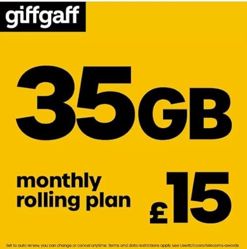 Giffgaff Pay As You Go SIM Card, UK Mobile Network (5 Pack)