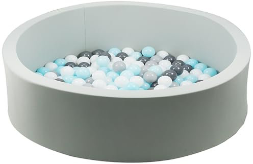 Gr8 Home Grey Pool Ball Pit with 200 Balls Soft Foam Toddler Baby Kids Girls Boys Round Play Pen Toy Game