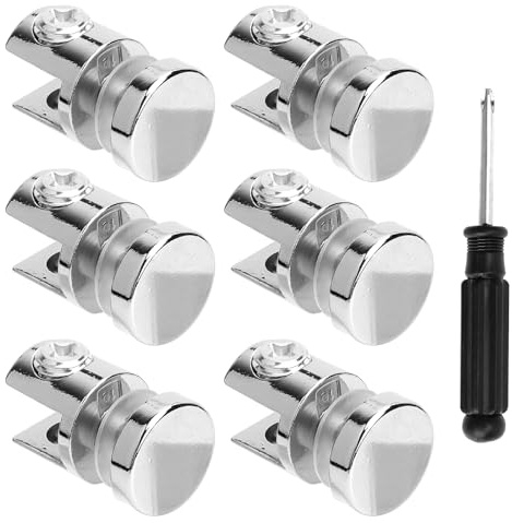 Set 6 Clips Supports Verre Tournevis Pinces Réglables en Zamak pour Verre 6‑10 mm Supports Antidérapants pour Étagères, Salle de Bain, Cuisine, Mur