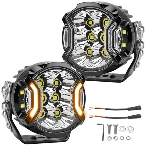 Chelhead 3 Zoll LED Spot Scheinwerfer mit Seitenstrahler, Gelbem DRL,IP68 | 108W LED Spotlicht mit DT-Stecker, LED Zusatzscheinwerfer Geeignet für Motorräder, LKW, SUVs, Offroad-Fahrzeuge