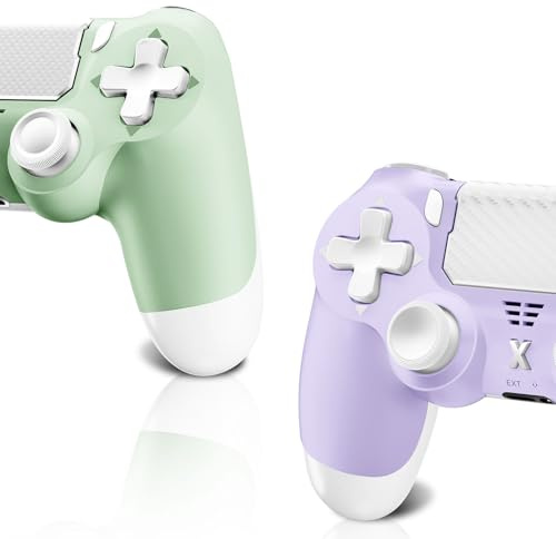 Hycago 2PCS Manette de jeu sans fil pour PS-4, Manette de jeu compatible avec PS-4/Pro/Slim/PC Gamepad avec bouton Turbo/Retour/Double vibration/Capteur gyro à 6 axes/Écran tactile