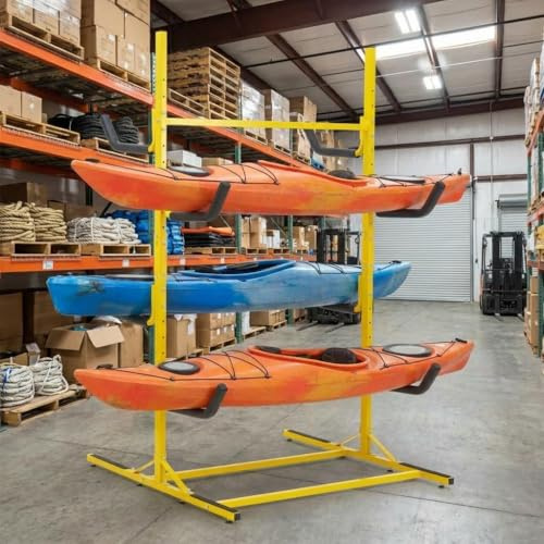 Garvee Freestanding Kayak Storage Rack, 4-Tier Heavy-Duty Kayak Stand for Garage, Holds 4-6 Kayaks Canoe & SUP, 240kg Load Steel Indoor Outdoor Storage System, Alternative to Kayak Roof Rack