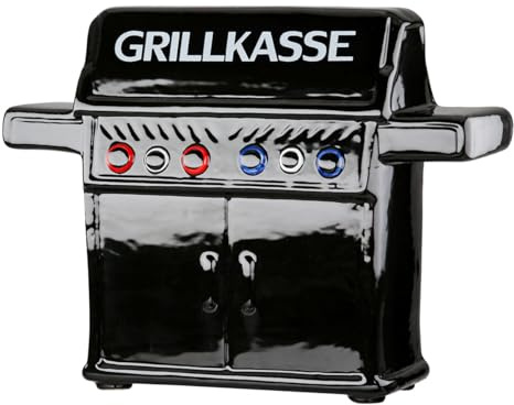 Grillkasse Spardose Grill, Keramik, Schwarz, 5,5x18x14cm, Sparbüchse für Sommerparty