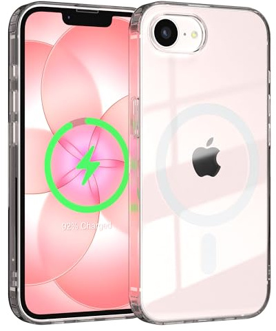 EAZY CASE Hülle für iPhone 17e kompatibel mit Qi Charging Ultra Aufprallschutz Stoßfest und Kratzfest dünne Schutzhülle mit Kameraschutz Silikon Cover Clear Hybrid Handy Case Transparent - Qi Charging