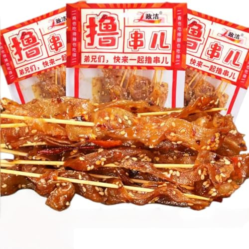TraiHuyan Sweet Spicy Latiao 180g (3x60g), Vegan Chinese Snack, Plant-Based Gluten Puffs, Swicy Tofu Skin Snack, Hot Honey Chilli Flavour, Pack of 3