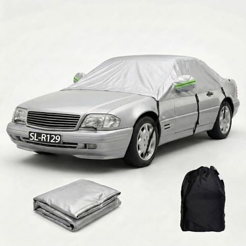 Half Car Cover Waterproof All Weather for Bentley Continental GTC (2006-2023) Top Roof Protector Cover, Half Garage with Straps, Windproof Dustproof Snowproof UV Resistant(Silver)