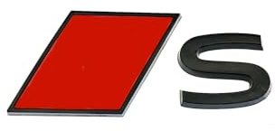 Audi 85H853736C5FQ Schriftzug Buchstabe 'S' Aufkleber Emblem Logo, schwarz, mit Audi Sport Raute in rot
