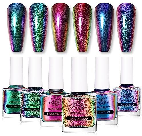 BORN PRETTY 6er Set Chamäleon Nagellack - Nagellacke mit Farbwechsel Effekt Maniküre Lack im Galaxy Design