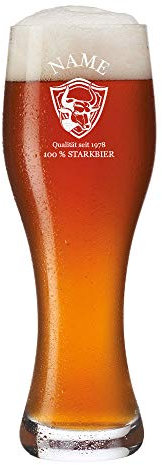 Leonardo Weizenbierglas mit Gravur personalisiert - Geschenk für Papa ideal als Vatertagsgeschenk - Weizenglas 0,5L Geschenkidee - Bierglas für Männer zum Geburtstag - Motiv Starkbier