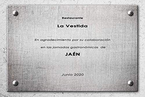 Placa Conmemorativa de aluminio personalizada 23,00 cm x 18,00 cm | Especial Conmemoraciones y Homenajes | Aluminio 3 mm resistente