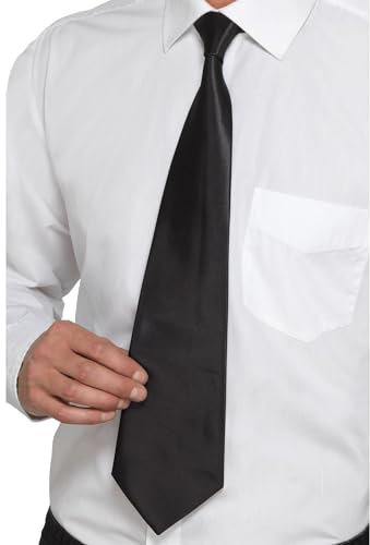 Smiffys Deluxe Black Gangster Tie, Black , 1920's Razzle Fancy Dress, Gangster Dress Up Accessories
