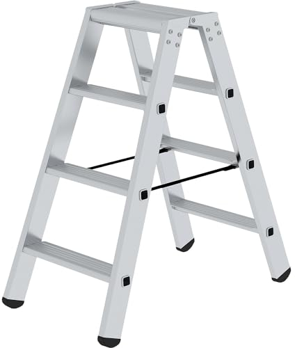 eurokraft | pro | Stufen-Stehleiter | beidseitig | Standard-Ausführung | 2 x 4 Stufen