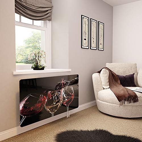 Glass Radiator Cover Printed - 3 Glasses of Wine - Made by Premier Range in 820mm Wide x 640mm High