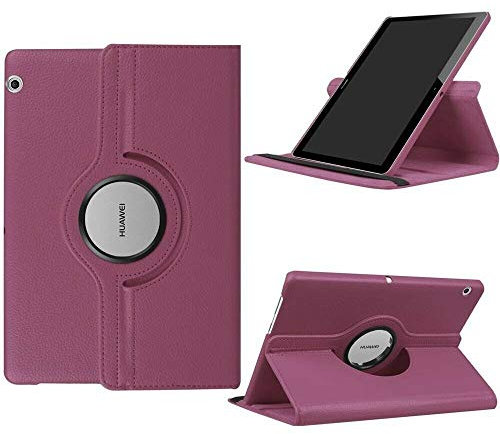MUNDDY- Funda GIRATORIA 360º con Soporte para Huawei MediaPad T5 10,rotable 360° (Solo la Funda, Morado)
