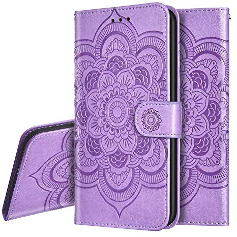 IMEIKONST Google Pixel 3A Case Mandala Embossed Design Premium PU Leather Bookstyle Phone Case Flip Notebook Wallet Card Slot Holder Magnetic Stand Cover for Google Pixel 3A Mandala Purple LD