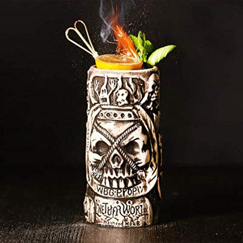 Tiki Mugs - Vasos de cerámica con temática hawaiana para cócteles y fiestas Luau, gran idea de regalo para bar en casa (550 ml)