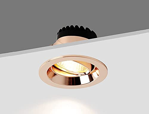 Mrdsre Rose Gold LED Recessed Ceiling Light Spotlights Downlight Lamp 7W 92MM Round Panel Lights Highlight Adjustable Angle Ceiling Lighting for Stair Kitchen Bathroom Office (Color : 6000K)