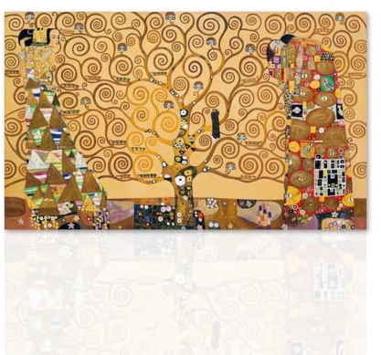 Leinwandbild Gustav Klimt Der Baum des Lebens - Leinwand Kunst Reproduktion auf Leinwand Rahmen aus Holz handgefertigt Wanddekoration