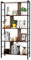 RELAX4LIFE Bücherregal, Bücherschrank mit 4 offenen Regalen & Metallrahmen, Raumteiler Industrie-Stil, Standregal unregelmäßiges Raumdesign, Aktenregal für Wohnzimmer Küche Büro Saal, Vintagebraun