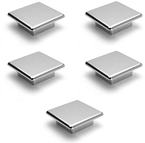 VIBORG (5 Pieces Zinc Alloy 62mm Large-Sized Extra-Thick Square Heavy Duty Modern Kitchen Cabinet Cupboard Door Knob Handle Pull Wardrobe Dresser Drawer Handles and Knobs Pulls