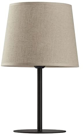 famlights Tischleuchte Nachttischlampe & Tischlampe in Braun und Schwarz Ethno Vintage RICHARD E27 Leinen Esszimmer Flur | 1-flammig