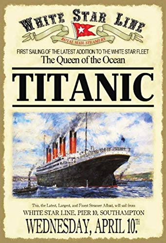 Blechschild 20x30 historisches Plakat Titanic White Star Line Dampf Schiff England Southamton