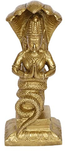 ARTVARKO Messingschlange Naag Kanya Statue Fruchtbarkeit Göttin Mansa Devi sitzendes Idol Patanjali Figur Puja Heimdekoration Geschenk 20,3 cm
