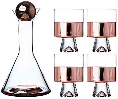 Whiskey Decanter Set gifts for men Stylish Glass Gin Whisky Decanter And Tumbler Gift Set Crystal Wine Decanter Glass Lead-free Crystal Glass Carafe Tall Wine Aerator Stopper Cleaning Balls Included