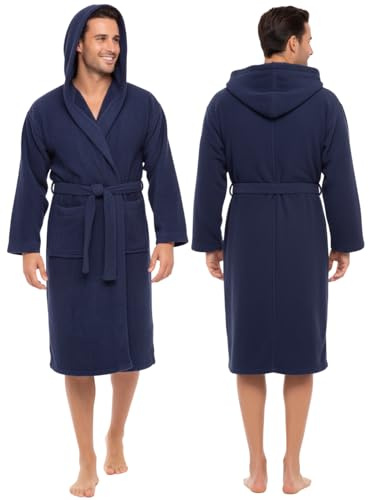Laam linen 100% Egyptian Cotton Terry Towelling Hooded Bathrobe Men's and Ladies Unisex Dressing Gown Spa Gym Bath Towel Size (Small/Medium)