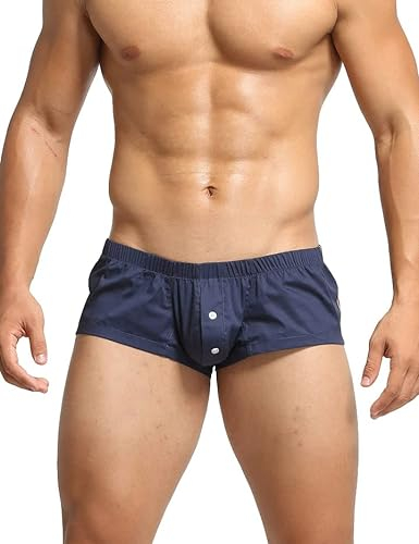 BEEMEN SEOBEAN Herren Boxershorts Dunkelblau – Low Rise Non-Stretch Mini Fit Trunks Unterwäsche, 1er-Pack XXL