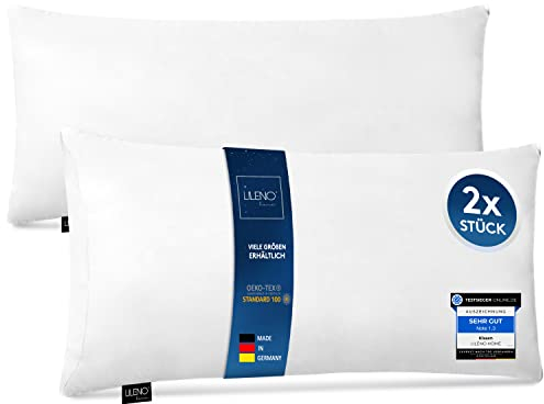 LILENO HOME Microfaser Kissen 40x80 cm Deluxe (650g Füllung) [2er Set] bis 95 Grad waschbar mit Reißverschluss - Kopfkissen 40x80 cm als Kissen-Füllung für Bett - Deko-Sofa-Kissen