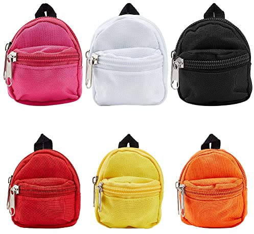 PandaHall 6pcs Mini Sacs à Dos, 6 Styles Pets Sacs d'école à glissière Mignon Sac à Dos à glissière Pet Sac à Dos de fournures Scolaires pour Porte-clés téléphone école Prix Ornement