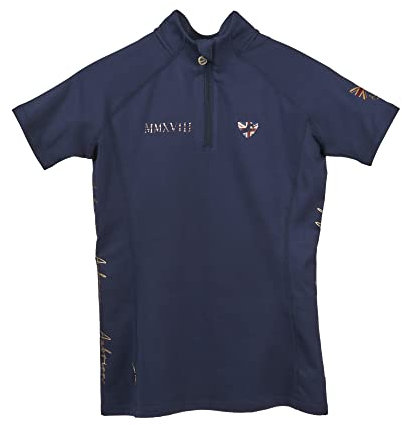 Aubrion Shires Team Young Rider Short Sleeve Base Layer - Navy Blue 7-8 Years