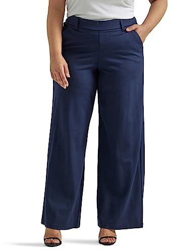 Lee Women's Plus Size Ultra Lux Comfort Any Wear Wide Leg Pant Emperor Navy 20 Plus Petite