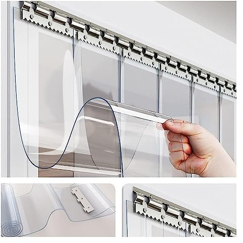 QHLTY Personalizzato Lamella per Tende Verticali in PVC Trasparente Impermeabile Strisce di Plastica Tenda della Porta per Terrazza, Industriale, Box Auto (Size : 90x200cm)