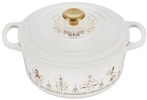 Le Creuset Noël Collection Enameled Cast Iron 12 Days of Christmas Round Dutch Oven, 3.5 qt., White