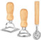 Winter Shore Ravioli Ausstecher & Ravioli Stempel Set [3er-Pack] - Eichenholz-Griffe, Geriffelte Kanten - Rostfreie Zinklegierung - Teigrad Gewellt & Teigtaschen-, Lasagne-, Kekse- & Dumpling Maker